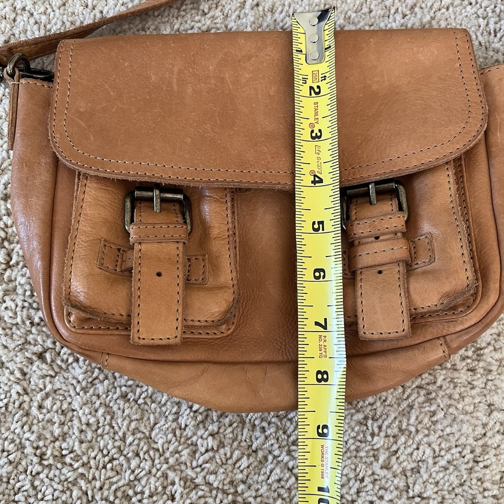 Leather Crossbody Bag Buckle Pockets Soft Utility Boho Heritage Cottagecore - Picture 10 of 11